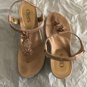 Brown/tan/Beige Flower Wedges